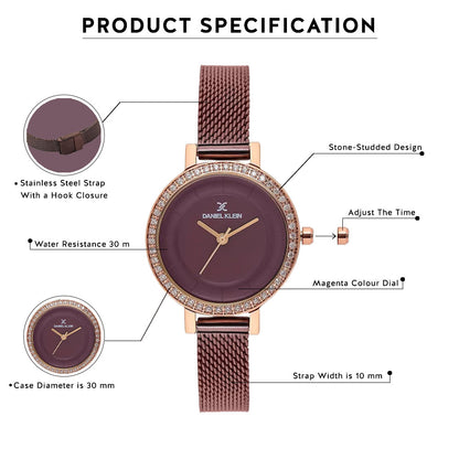 Daniel Klein Fiord Women Magenta Dial Watch