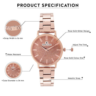 Daniel Klein Premium Women Rose Gold Dial Watch