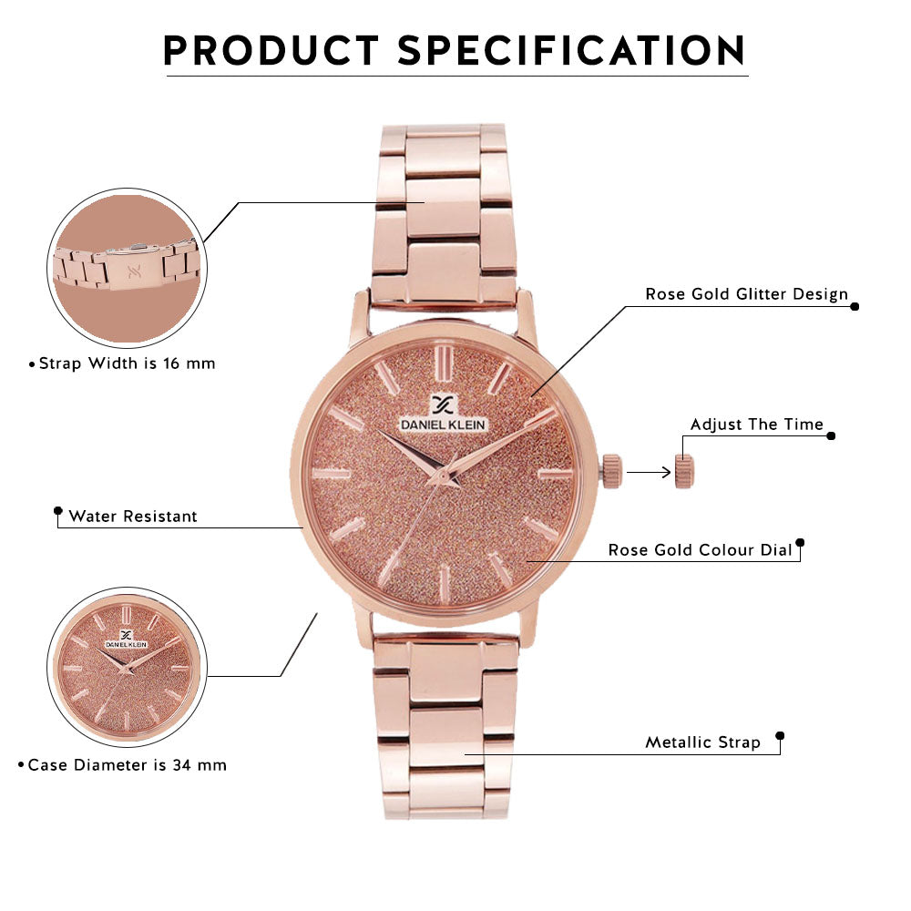 Daniel Klein Premium Women Rose Gold Dial Watch