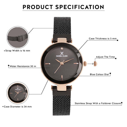Daniel Klein Premium Women Black Dial Watch