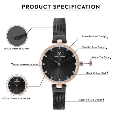 Daniel Klein Premium Women Black Dial Watch