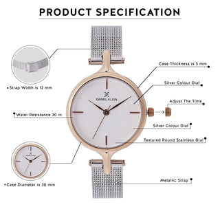 Daniel Klein Premium Women Silver Dial  Watch