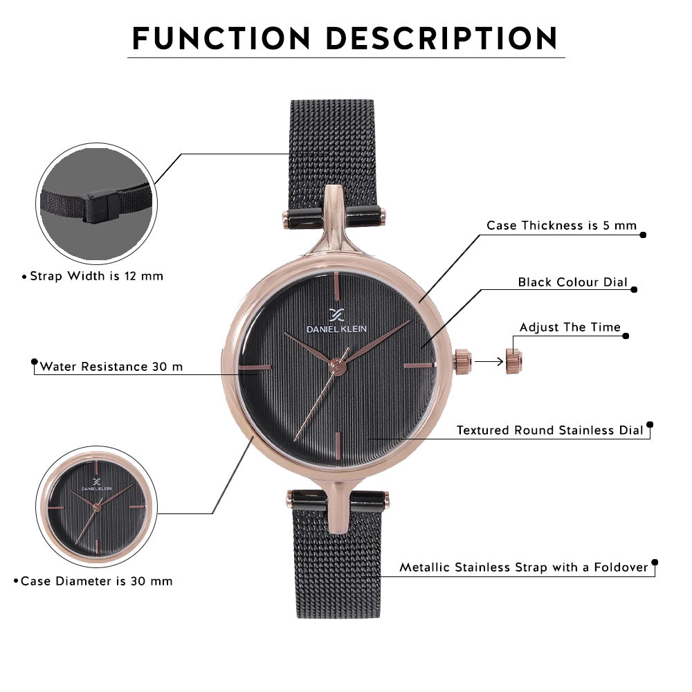 Daniel Klein Premium Women Black Dial Watch