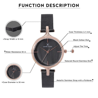 Daniel Klein Premium Women Black Dial Watch