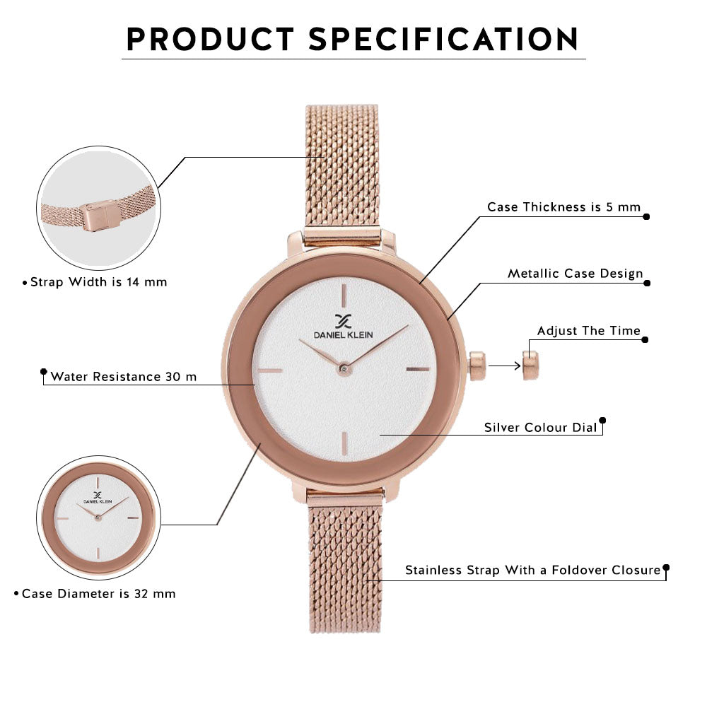 Daniel Klein Premium Women Silver Dial Watch