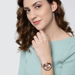 Daniel Klein Trendy Women Rose Gold Dial Watch