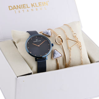 Daniel Klein Blue Dial Analog Gift Set Watch with Bracelet For Women (Pack of 5)