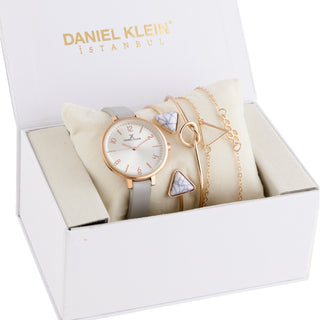 Daniel Klein Silver Dial Analog Gift Set Watch with Bracelet For Women (Pack of 5)