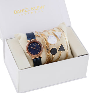 Daniel Klein Blue  Dial Analog Gift Set Watch with Bracelet For Women (Pack of 6)