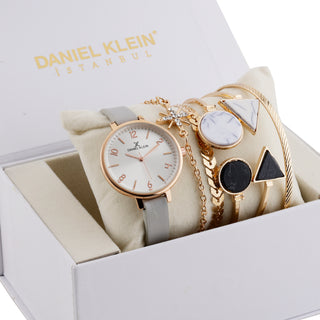 Daniel Klein Silver  Dial Analog Gift Set Watch with Bracelet For Women (Pack of 6)