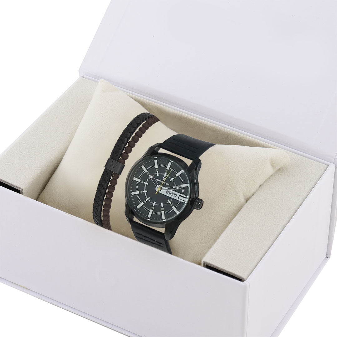Daniel Klein Black Dial Gift Set Watch with Bracelet for Men (Pack of 2) - DKG004-6