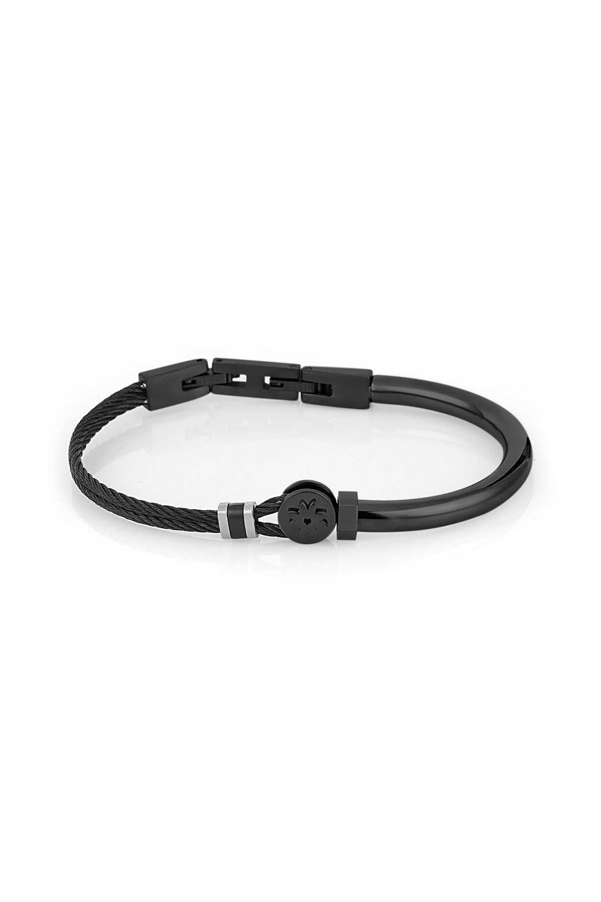 Sterling Silver Skull & Black Rope Bracelet - Black | Harbour UK Bracelets  | Wolf & Badger