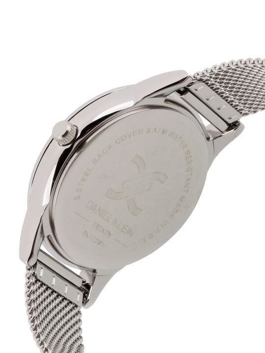 Daniel Klein Women Silver-Toned Printed Dial &amp; Silver Toned Analogue Watch DK.1.12791-1