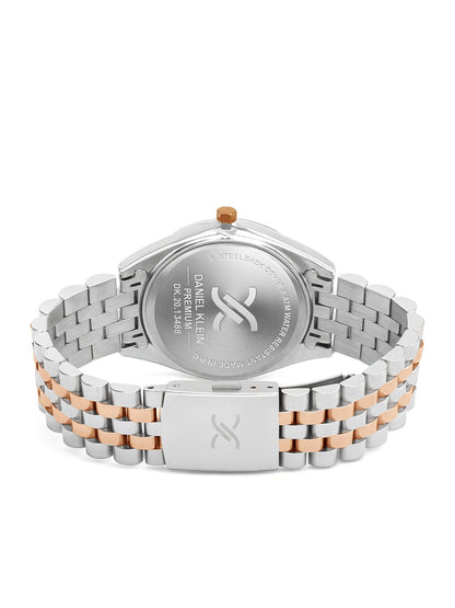 "Daniel Klein Women’s Silver &amp; Rose Bracelet Watch – Royal Green Dial, Dual-Tone Finish "