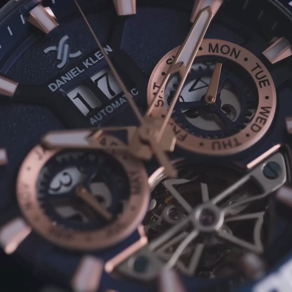 Skeleton Automatic Blue Dial Men&