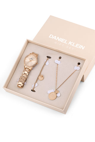 Daniel Klein Gift Set Women Rose Gold Watch