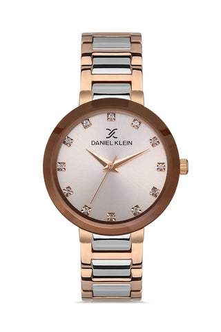 Daniel Klein Premium Women Rose Gold - Sunray Dial With Stone Watch