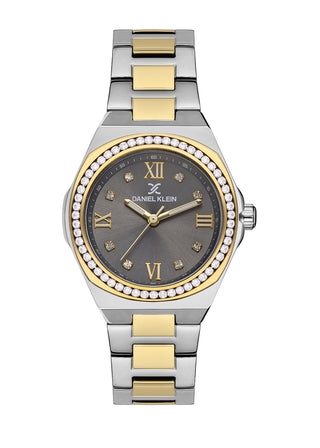Daniel Klein Premium Women Grey - Sunray Brush Dial With Stone Watch