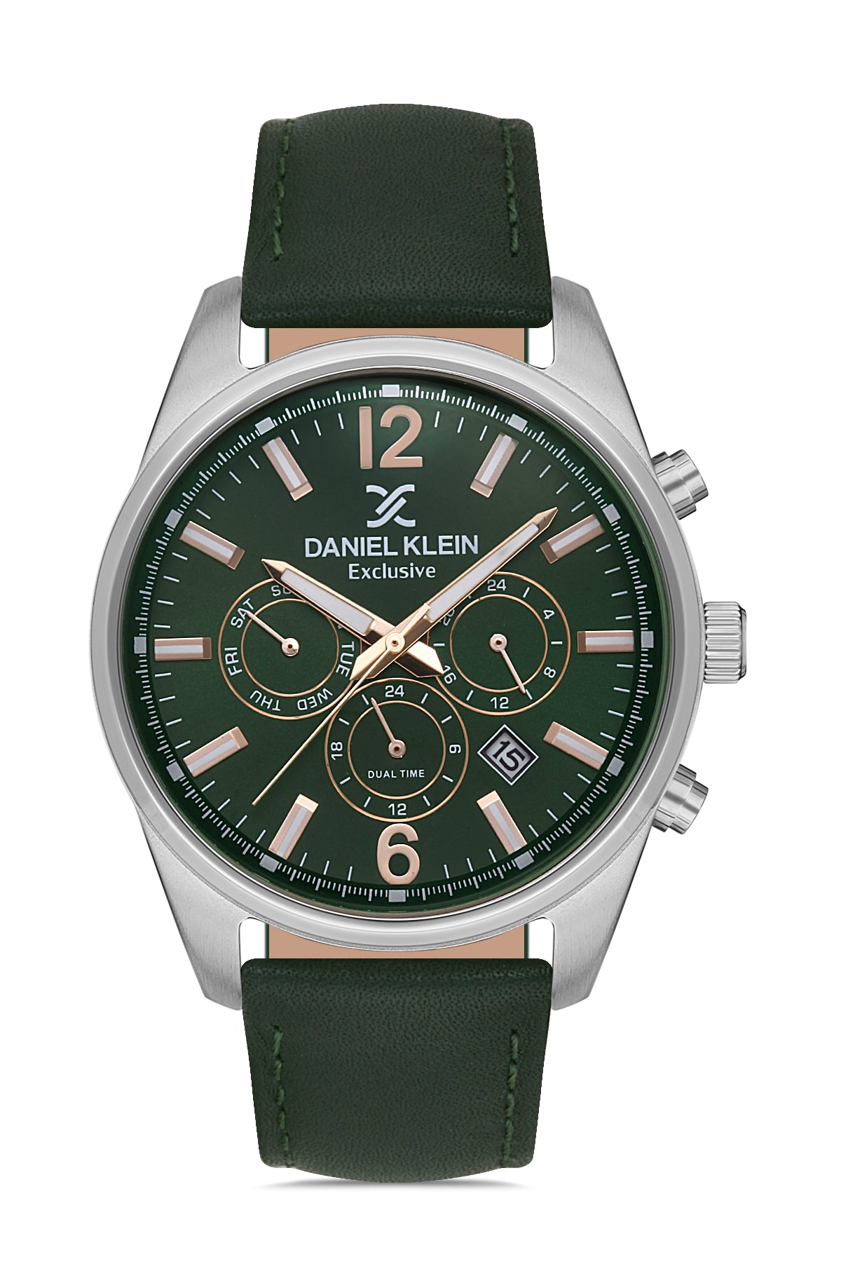 Daniel Klein Exclusive Men Green Sunray Brush Dial With Real Index W