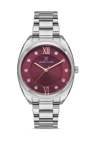 Daniel Klein Premium Women Magenta - Sunray/Emboss Dial With Stone Watch