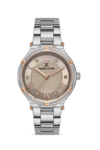 Daniel Klein Premium Women Grey - Emboss Dial With  Stone Watch