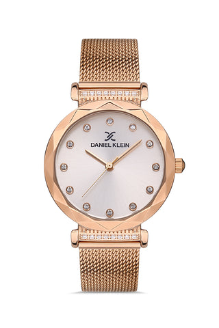 Daniel Klein Premium Women Rose Gold - Sunray Brush Dial With Stone Watch