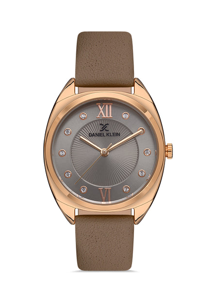 Daniel Klein Premium Women Grey - Sunray/Emboss Dial With Stone Watch