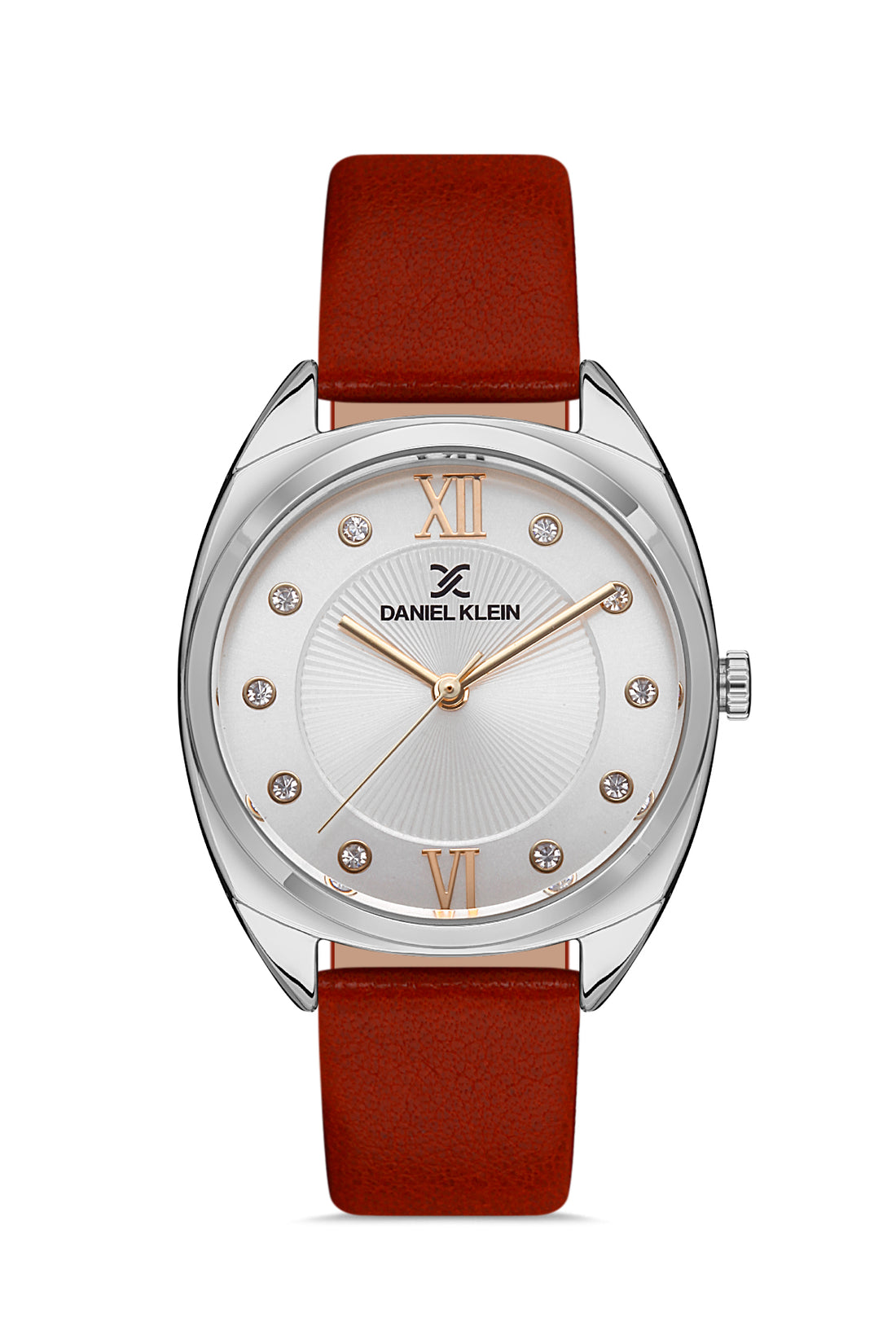 Daniel Klein Premium Women Silver - Sunray/Emboss Dial With Stone Watch