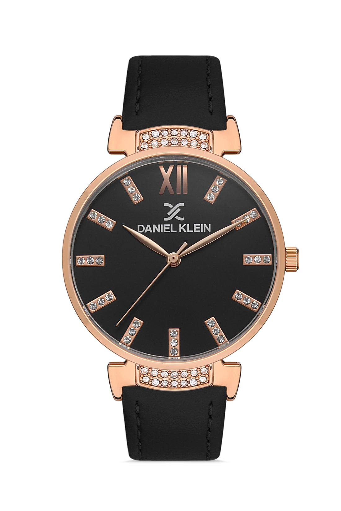 Daniel Klein Premium Women Gun Black - Sunray Brush Dial With Stone Watch