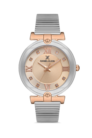 Daniel Klein Premium Women Beige - Sunray/Emboss Dial With Stone Watch