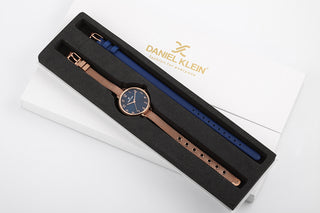 Daniel Klein Blue Dial Gift Set Watch with Bracelet For Women (Pack of 2)