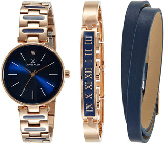 Daniel Klein Blue Dial Gift Set Watch with Bracelet For Women (Pack of 3)