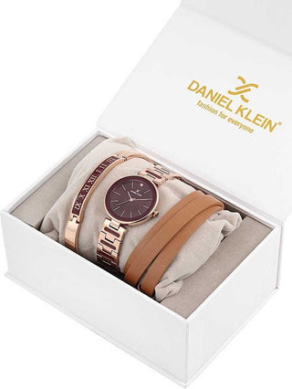 Daniel Klein Magenta Dial Gift Set Watch with Bracelet For Womens (Pack of 3)